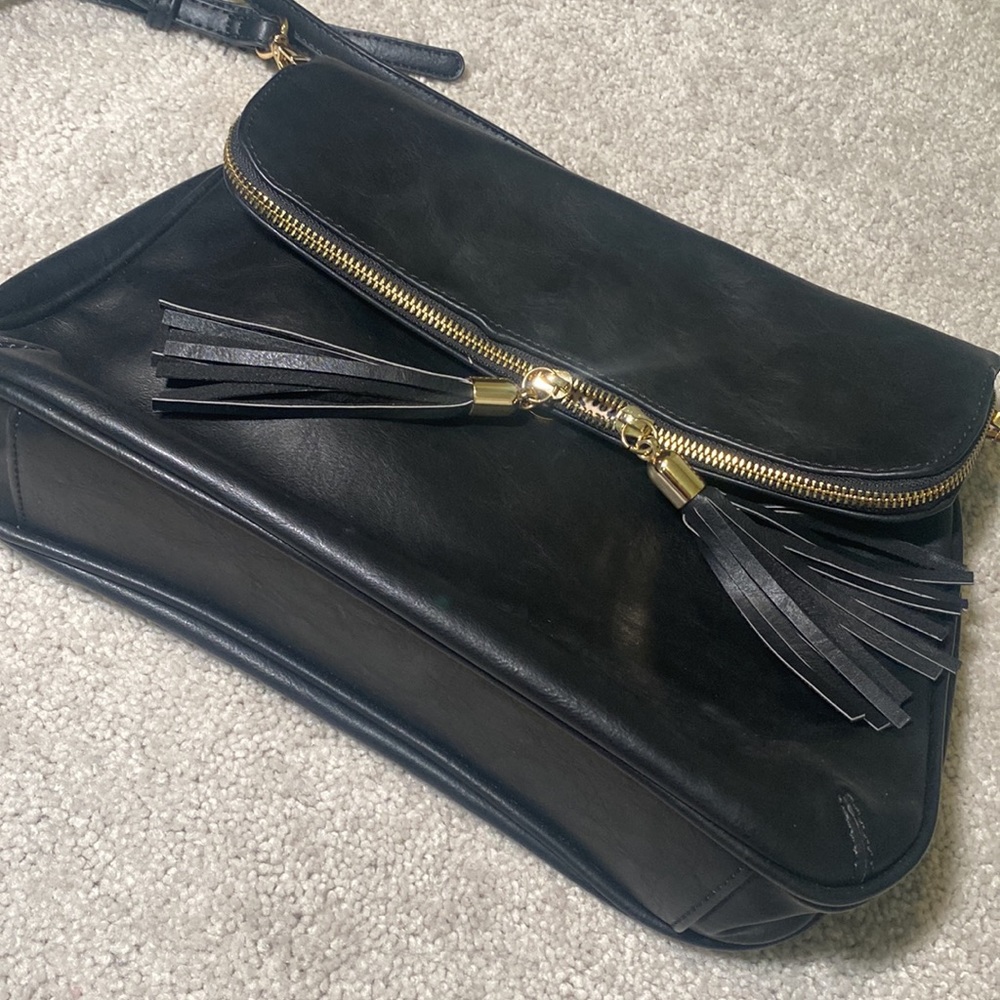 Never used! Large Black Crossbody with gold tassel!
